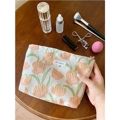 Capacious cosmetic bag, liner, handheld small clutch bag, organizer bag