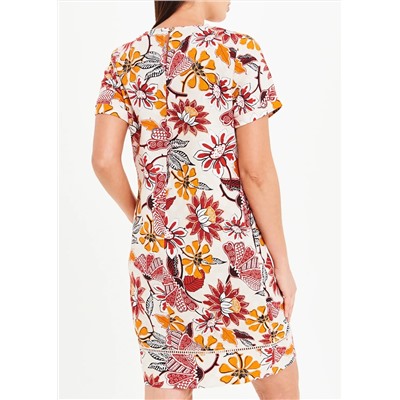 Floral Short Sleeve Linen Dress