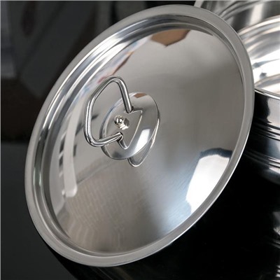 Набор кастрюль «Ясмин», 4 шт.: 2 л, 2.7 л, 3.5 л, 4.5 л, d=17/19/21/23 см, индукция, нержавеющая сталь