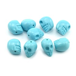 Разделитель-бусина П, Череп  9*11*13мм, цв.голубой, отверстие 1,2мм.