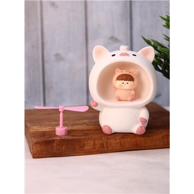 Kопилка - ночник «Baby pig fan», white (13,5 см), пластик