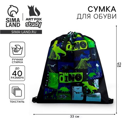 Мешок для обуви «Динотайм» болоньевый материал, 43×33 см