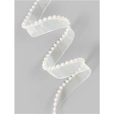 Лента декоративная с бусинами, 12 мм, 4.5±0.5 м, цвет слоновая кость №08