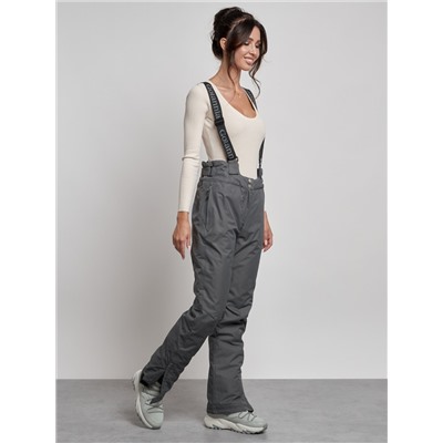 Полукомбинезон утепленный женский зимний горнолыжный серого цвета 7601Sr