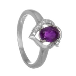 Кольцо 'Никс' с аметистом и фианитами ТФКН.796АМ1.80
