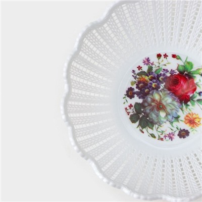 Ваза для хлеба и фруктов «Вязание», 18×4.5 см, рисунок МИКС, белая