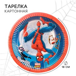 Тарелка бумажная одноразовая «С Днем Рождения!», 18 см, Человек-паук