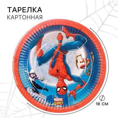 Тарелка бумажная одноразовая «С Днем Рождения!», 18 см, Человек-паук