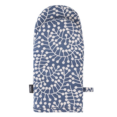 Прихватка-варежка темно-синего цвета с принтом Спелая Смородина из коллекции Scandinavian touch, 14х32 см