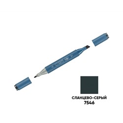 Маркер двусторонний для скетчинга Гамма "Студия", сланцево-серый, корпус трехгранный, пулевид./клиновид. наконечники