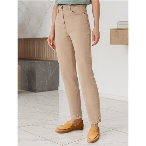 Джинсы Vilatte mom-fit из эластичного денима, бежевый, р.52-54