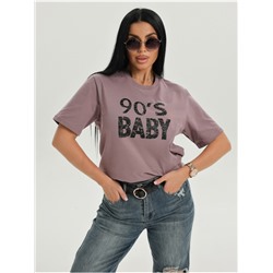 Футболка "Девяносто" пудра женская