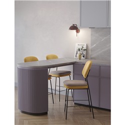 Стул полубарный с контрастным кантом Pea, велюр, желтый/бежевый