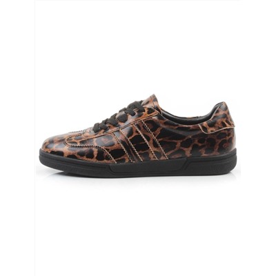 03-B6C-7PC BROWN/LEOPARD Кеды женские (натуральная кожа)