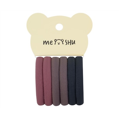 Резинки для волос MESHU "Essence thin", винные, коричневые, графитовые, 6шт., европодвес