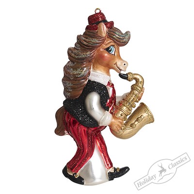 Лошадь-саксофонист (стекло) 8х4,5х14 см