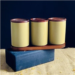 235-117 Набор из 3 банок 550мл с крышками на подставке TROPICAL в под.уп.(х8)Фарфор