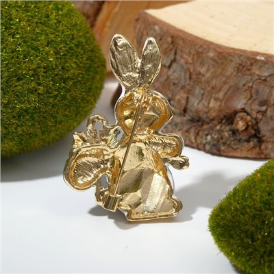 Брошь «Заяц» путешественник, цветная в золоте