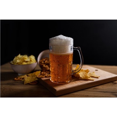 Пивная кружка, 450 мл, охлаждающая, пластик, прозрачная