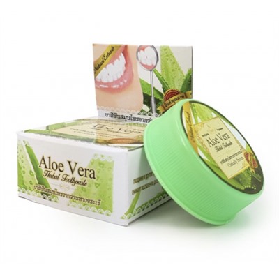 Тайская Травяная Зубная Отбеливающая Паста Rochjana- Алое Вера, 30 гр в круглой баночке