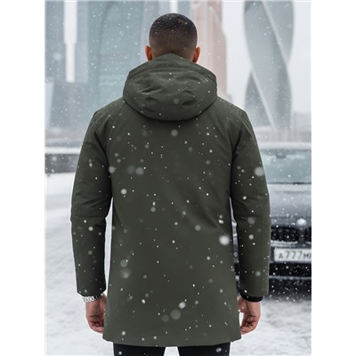 Парка зимняя мужская с капюшоном цвета хаки 9533-1Kh