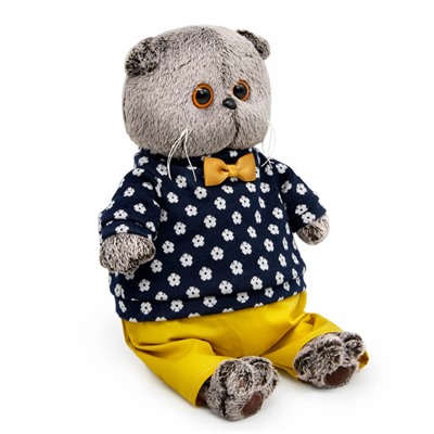 Мягкая игрушка "Кот Басик в джемпере в цветочек" (22 см)