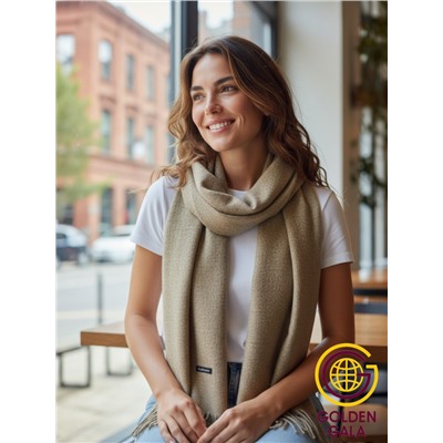 Палантин теплый кашемировый "БУКЛЕ" Арт 2039Ш/16 (бежево-коричневый)