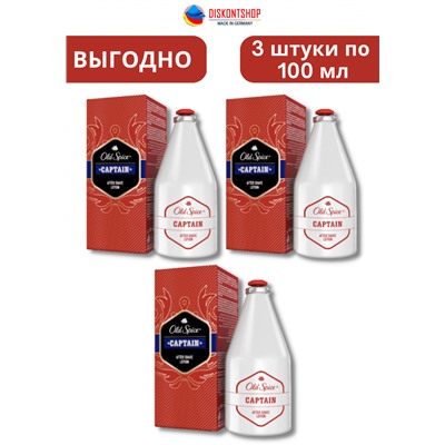 Old Spice  Aftershave Captain 3st, 100 ml Лосьон после бритья Captain, 3штуки х 100мл