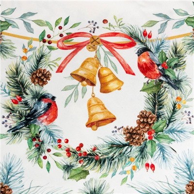 Скатерть новогодняя Этель "Сhristmas bells" 150х180 +/-2см с ГМВО, 100%хл, саржа 190гр/м2
