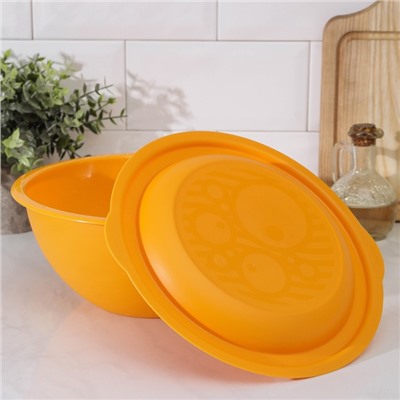 Миска салатница Martika, 3 л, с крышкой, пластик, МИКС