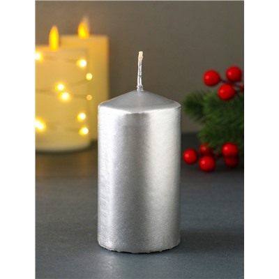 Свеча-цилиндр «Новогодняя ночь»,100×50 см, серебряный