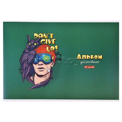 Альбом д/рисования 40л, "Сова" (А-4, блок-белый офсет 100гр/м2, обложка картон - полноцв.печать, выборочный ТВИН-лак, на скрепке)