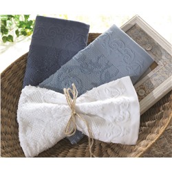 Махровые Полотенца с Вышивкой 30x50 см 3 шт/уп İsabella Mavi - EcoCotton