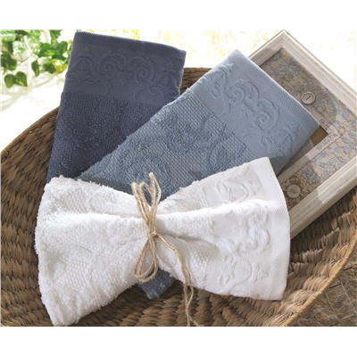 Махровые Полотенца с Вышивкой 30x50 см 3 шт/уп İsabella Mavi - EcoCotton