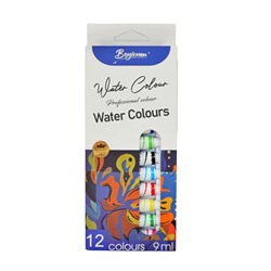 Краски акварельные, 12 цветов, в пластиковой тубе, 9 мл, в картонной коробке