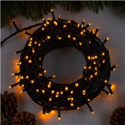 УЦЕНКА Гирлянда «Нить», 20 м, IP20, 200 LED, 220 В, 8 режимов, тёмная нить, свечение жёлтое