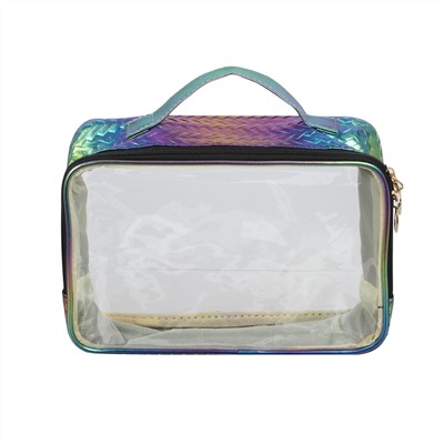 Kristaller Набор женских косметичек Chameleon Knitted rope pattern 3 in 1, сине-зеленый перламутр