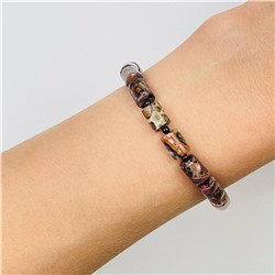 Радуга Самоцветов Браслет из леопардовой Яшмы и Обсидиана