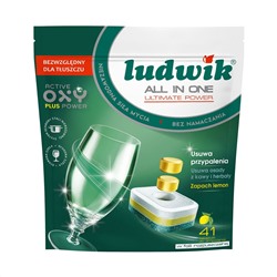 Таблетки для посудомоечных машин в водорастворимой упаковке Ludwik All in One Lemon (Польша), INCO 41 шт.
