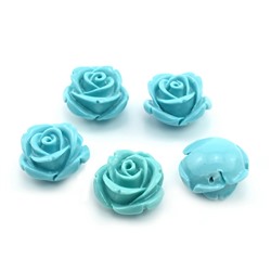 Разделитель-бусина П, Розочка  18мм, цвет голубой, отверстие 1,2мм.