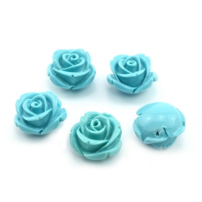 Разделитель-бусина П, Розочка  18мм, цвет голубой, отверстие 1,2мм.