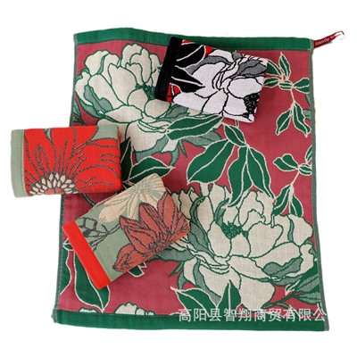 Gaoyang towel Korean flower jacquard four-layer cotton gauze large square towel wipe hands towel kitchen towel factory price wholesale