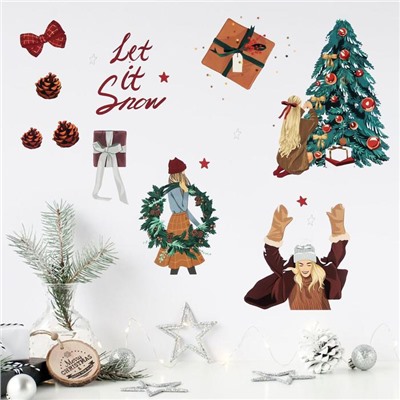 Наклейки интерьерные новогодние Let it snow, 21 х 29.7 см, Новый год
