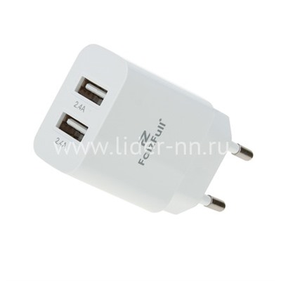СЗУ FaizFULL FC106 2 USB выхода 2.4A (белый)