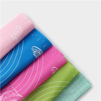 Коврик для выпечки и раскатки теста с разметкой Доляна «Эрме», силикон, 40×30 см, синий