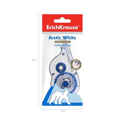 Корректирующая лента 5 мм × 8 м, ErichKrause Arctic white, супер-белая, европодвес