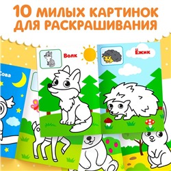 Раскраска для малышей по образцу «Лесные животные», 12 стр.