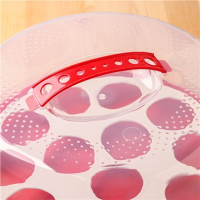 Тортовница с крышкой Доляна, съёмная подставка для пирожных, 13 ячеек, d=28 см, красная