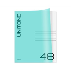 Тетрадь 48л. клетка BG "UniTone. Neon", пластиковая обложка, неон голубой