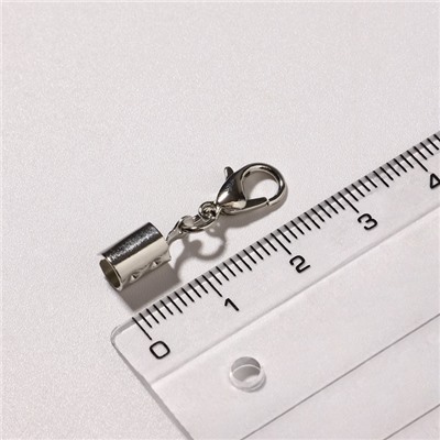 Замок карабин 5 шт. 12×7 мм, с удлинителем и обжимными круглыми концевиками 10×5 мм